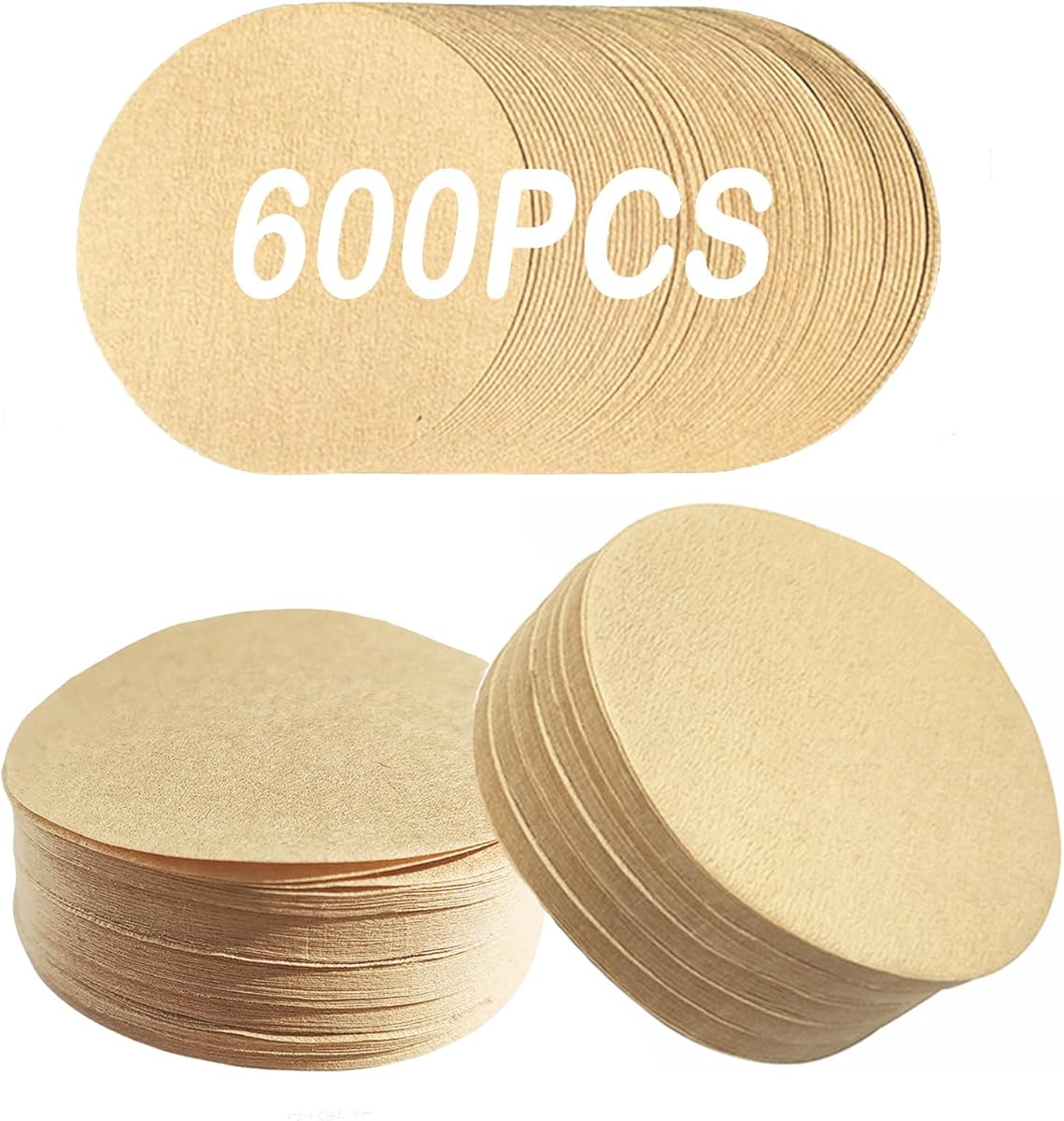 Disposable Replacement Coffee Paper Filters, 600 Counts 64mm Natural Unbleached Disposable Coffee Paper Filter for Aeropress Espresso Maker