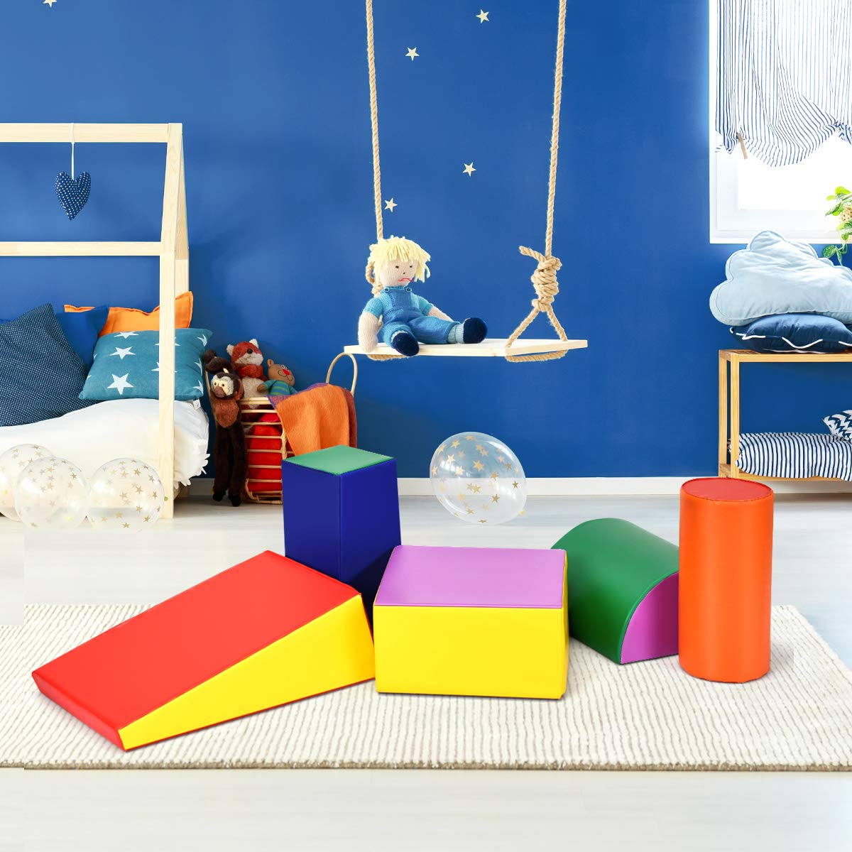 COSTWAY Juego de Bloques de Espuma Grandes para Niños Bloques de Construcción Juguetes Educativos para Bebé (Estilo 2)
