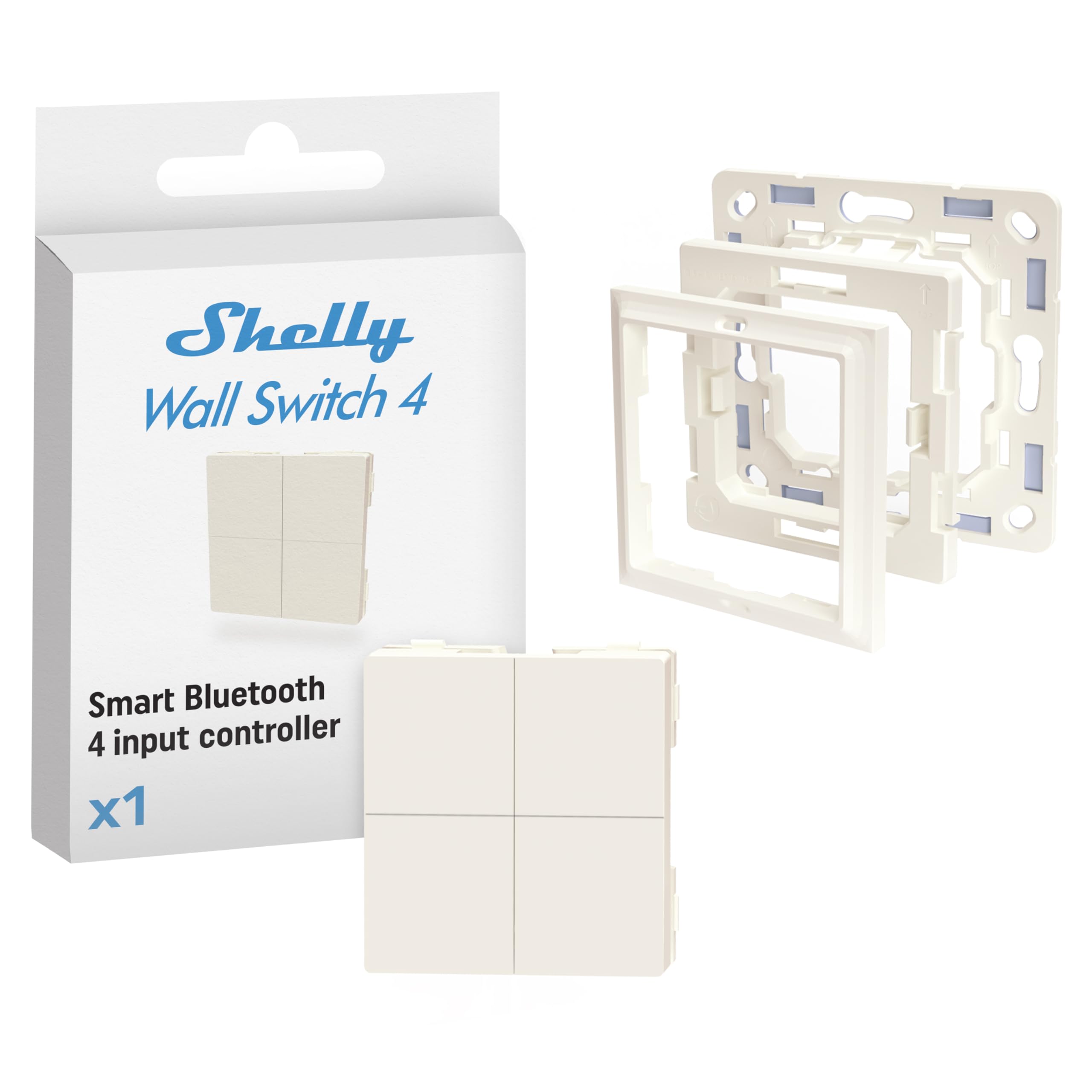 Shelly Bundle of Shelly BLU Wall Switch 4 + Shelly Wall Switch Adapter Gira and Merten, Kein Wandschalter enthalten