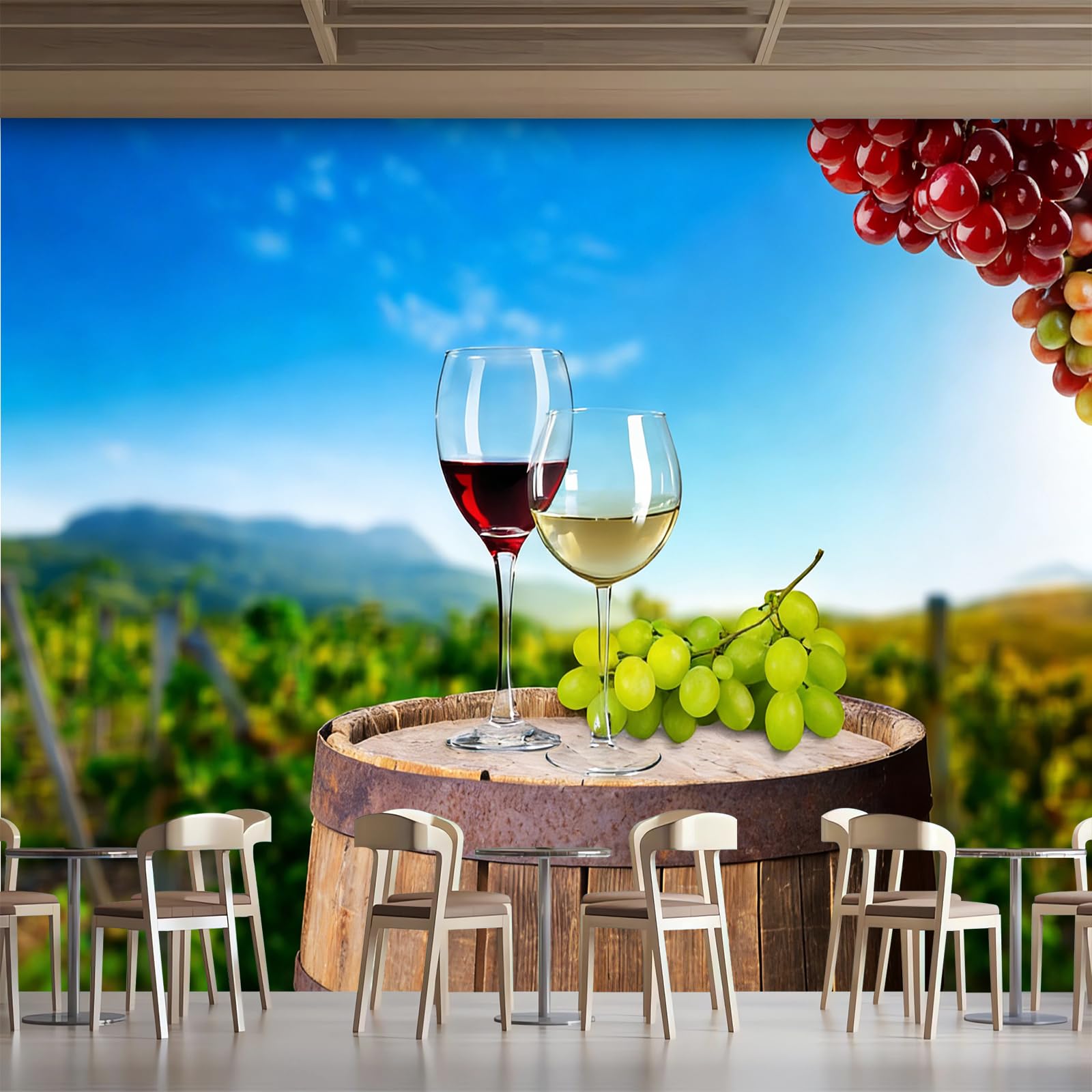 Carta da parati effetto 3D Vino 350 x 256 cm Murale Non Tessuto Stile Pastorale Fotomurale Stampa HD Moderna Poster Per Soggiorno E Camera Da Letto Design 1M3963