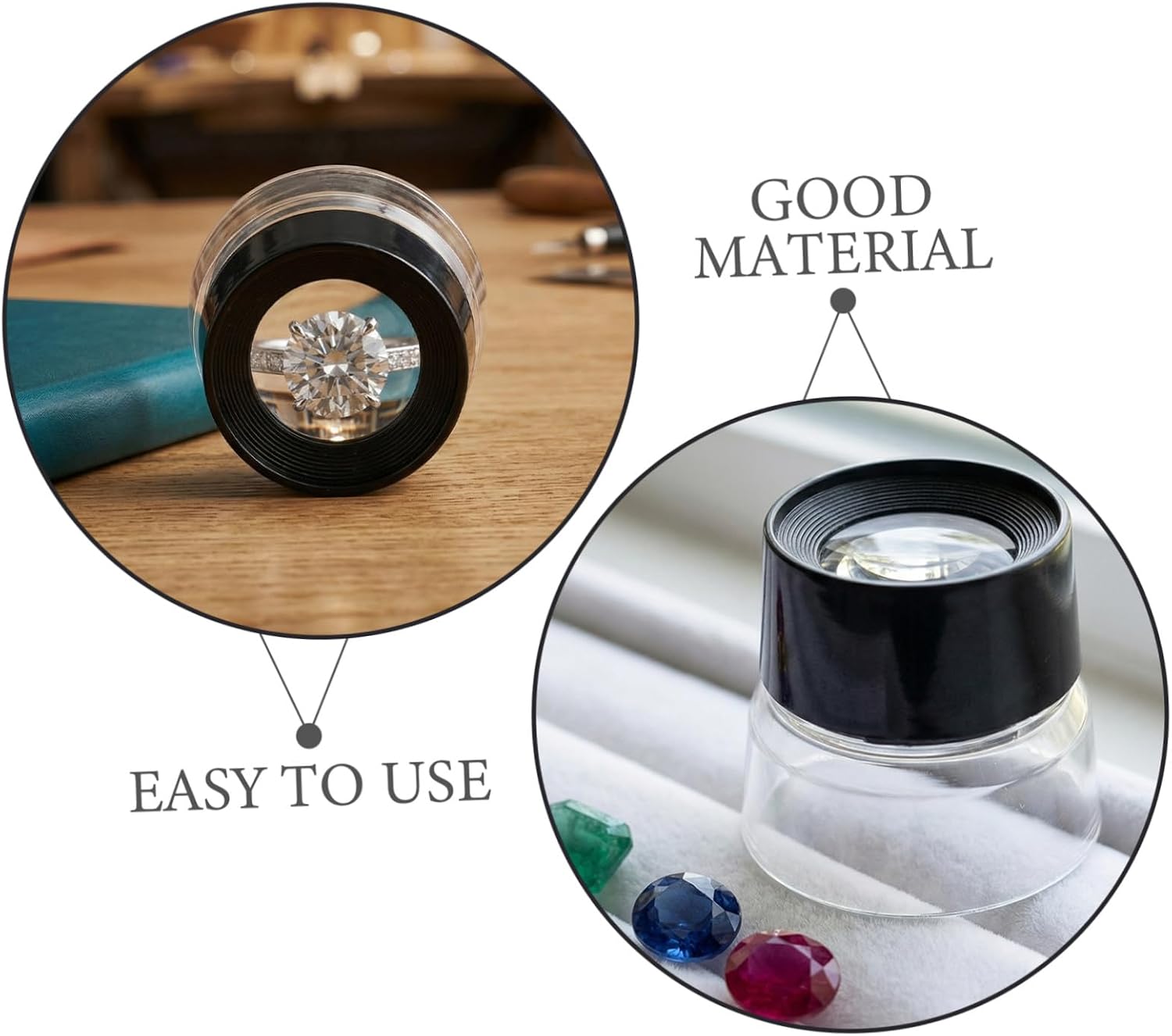 Mobestech 8pcs Jewelry Loupe Magnifier Set with 10x High Magnification and Premium Optical Glass, Cylindrical Design Made of Abs and Glass, for Detailed Jewelry Analysis and Stamp Inspection