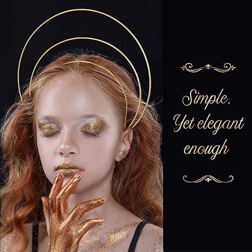 Miniatura 5 de Beaupretty Diadema con halo de ángel, diadema con halo de ángel, tocado con corona de María y diosa, diadema con halo antiguo, corona de halo,