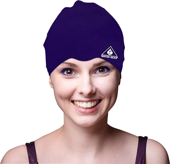 Water Gear Silicone Adult Swim Cap - Flexible Unisex Waterproof - Great for Short and Long Hair - Improve Your Performance - Women Men and Teens -Triathlon Swimmers and Athletes