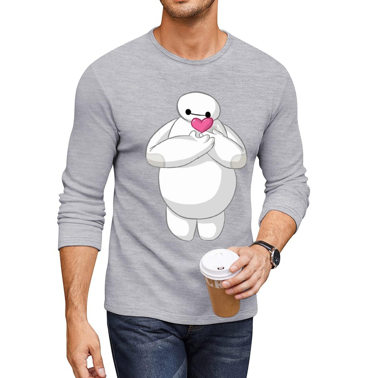 Amazon.co.jp: Tシャツ 長袖 ベイマックス 丸首 綿100% ロングスリーブ