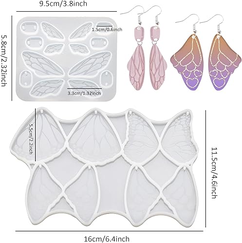 Miniatura 3 de David accessories Moldes de resina holográfica para joyería de aretes con agujero, moldes de silicona para hacer joyas colgantes (transparente 5)