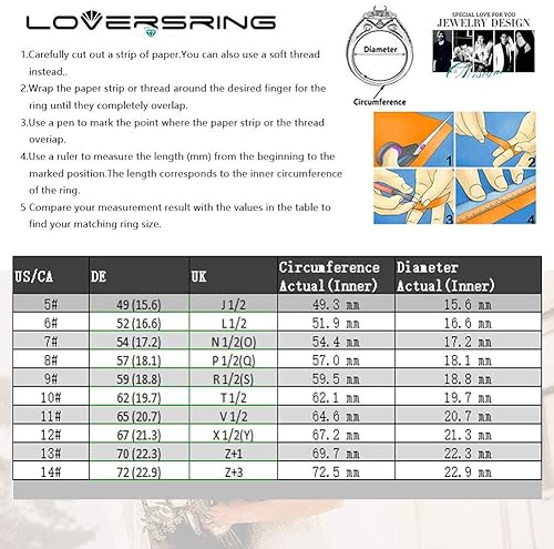 Miniatura 5 de LOVERSRING Juego de anillos de boda para él y para ella, anillos de pareja, chapado en oro negro de 10K, circonita azul, anillo de compromiso, de