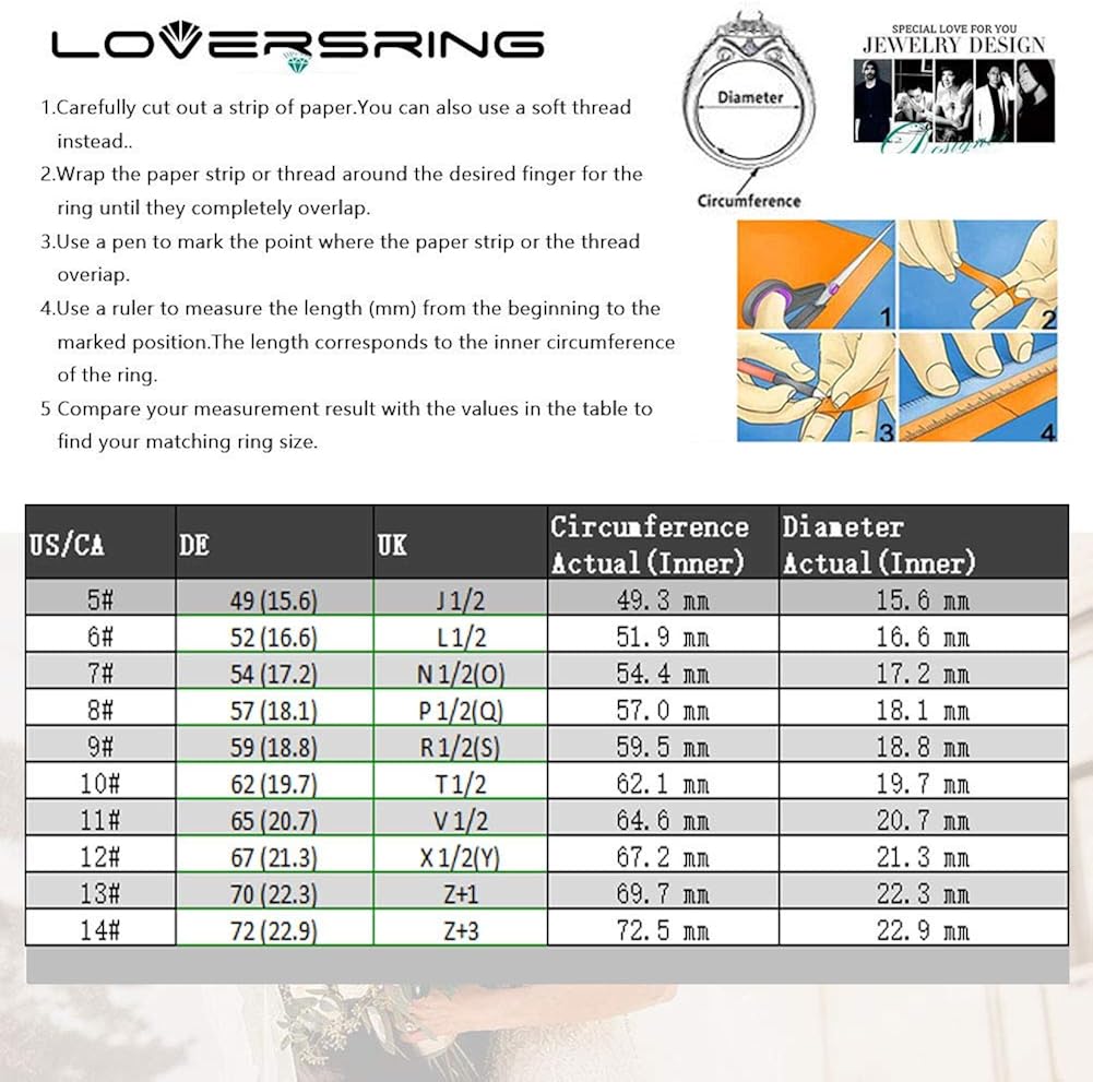 Miniatura 5 de LOVERSRING Juego de anillos de boda para él y ella, anillo de promesa de tamaño ajustable, conjunto de anillos de boda para él y ella para parejas,