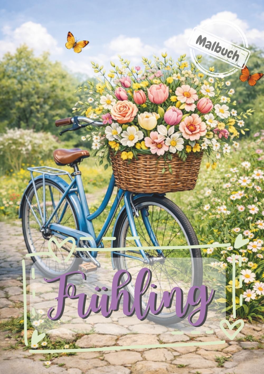 Frühling: Malbuch, Format A4, für Erwachsene, Jungendliche und Kinder