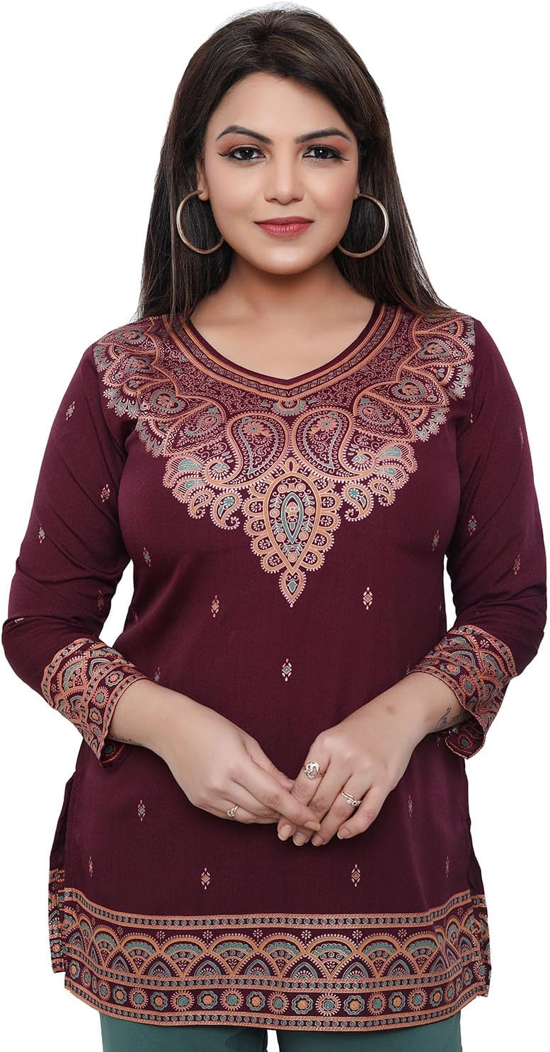 Maple Clothing Short Kurti Indian Tunic Top Women's Printed Kurta India Apparel