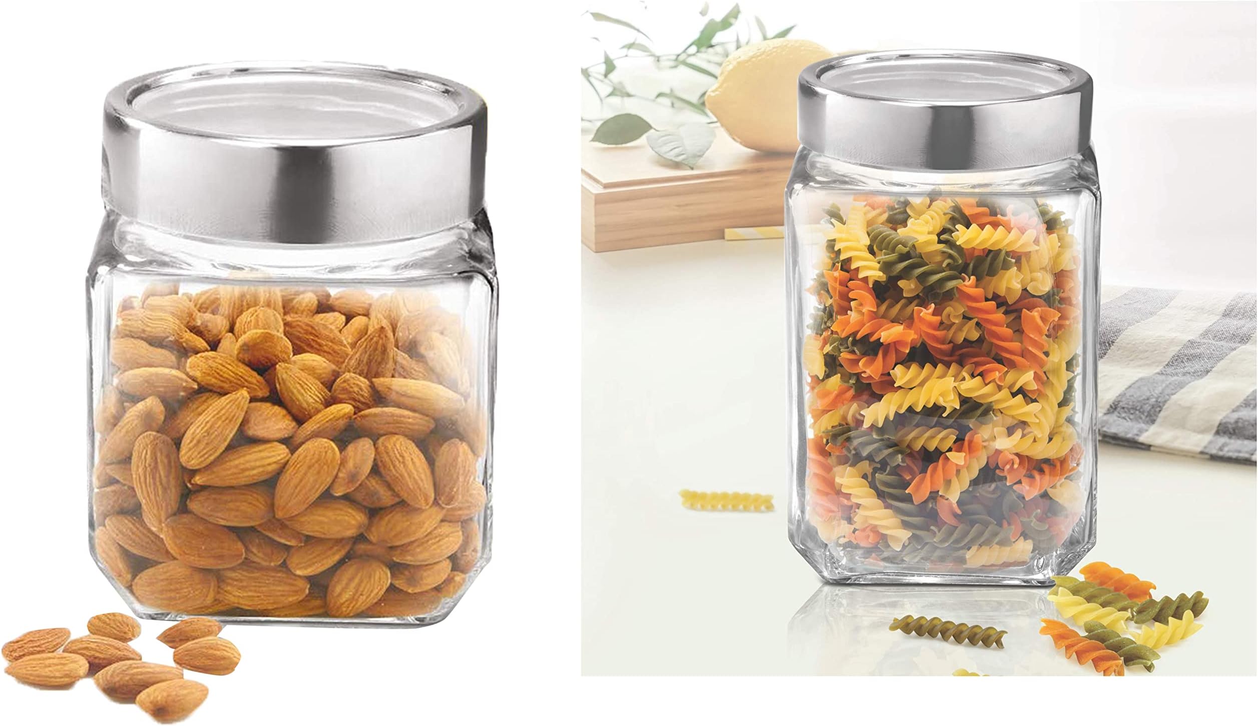 by Milton Cube Storage Glass Jar, 1000 ml, 1 Pc & by Milton Cube Storage Glass Jar, 580 ml, 1 Pc Combo