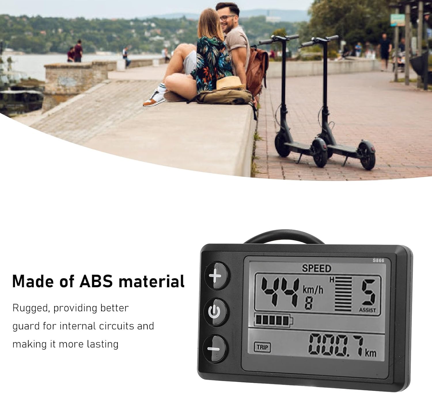 Alomejor Electric Scooter Display, High Brightness LCD Meter, Motorcycle Control Panel, 24V-60V Voltage Display, 6 Pin Interface, for Electric Scooters, Motorcycles, Bicycles Riders, Commut