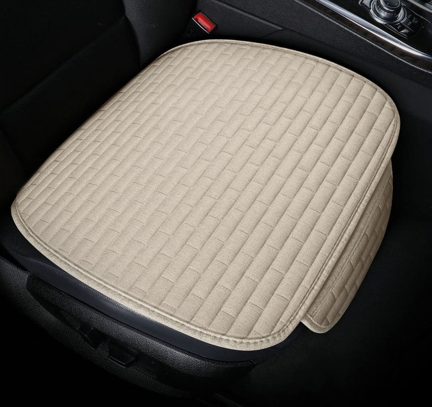 SMIUPIN Linen Fabric Car Seat Protector and Cushion - Universal Fit, Anti-slip, Suitable for Car, Truck, Van (Beige, Front Seat Cushion)