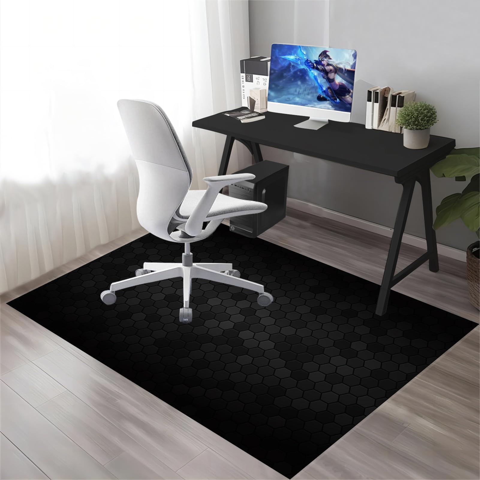 XunZheng Tapis Chaise Gaming Antidérapant - Protection de Sol pour Sols Durs - Sous Chaise de Bureau - Gaming - Bureau - Fauteuil 140 x 160 cm