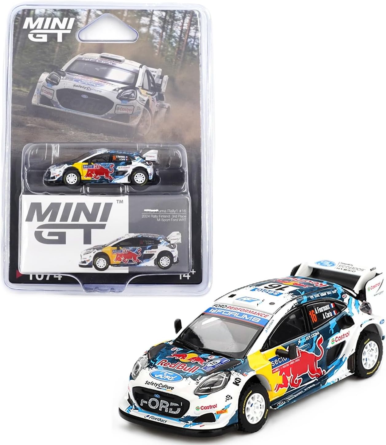 True Scale Miniatures Model Car Compatible with Ford Puma Rally1#16 M-Sport Ford WRT 2024 Rally Finland 3rd Place White1:64 Diecast Model Car MGT01074
