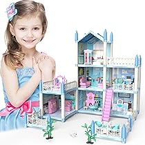 AnJeey Casa delle Bambole Set di Giocattoli per Castello Simulato con Mobili e Scenari Familiari Multipli, Regalo per Bambini 6+ Anni