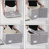 Vista 5 de PRANDOM Cajas de almacenamiento plegables jumbo con tapas, cubos de almacenamiento decorativos de tela, cestas organizadoras con asas de cubierta