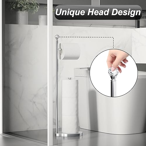 Miniatura 6 de Soporte de papel higiénico para baño, almacenamiento de papel higiénico de metal pesado con bola de cristal, soporte de papel higiénico para