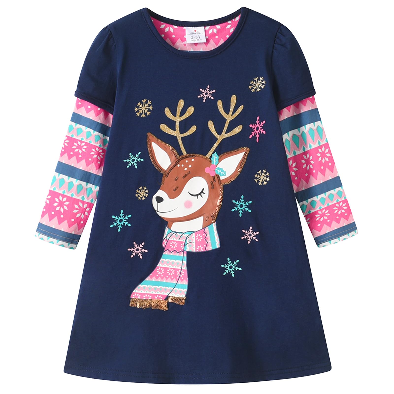 VIKITA Vestido para Niñas Manga Larga Algodón Princesa Casuales Bebe Niñas 2-8 años — view 17