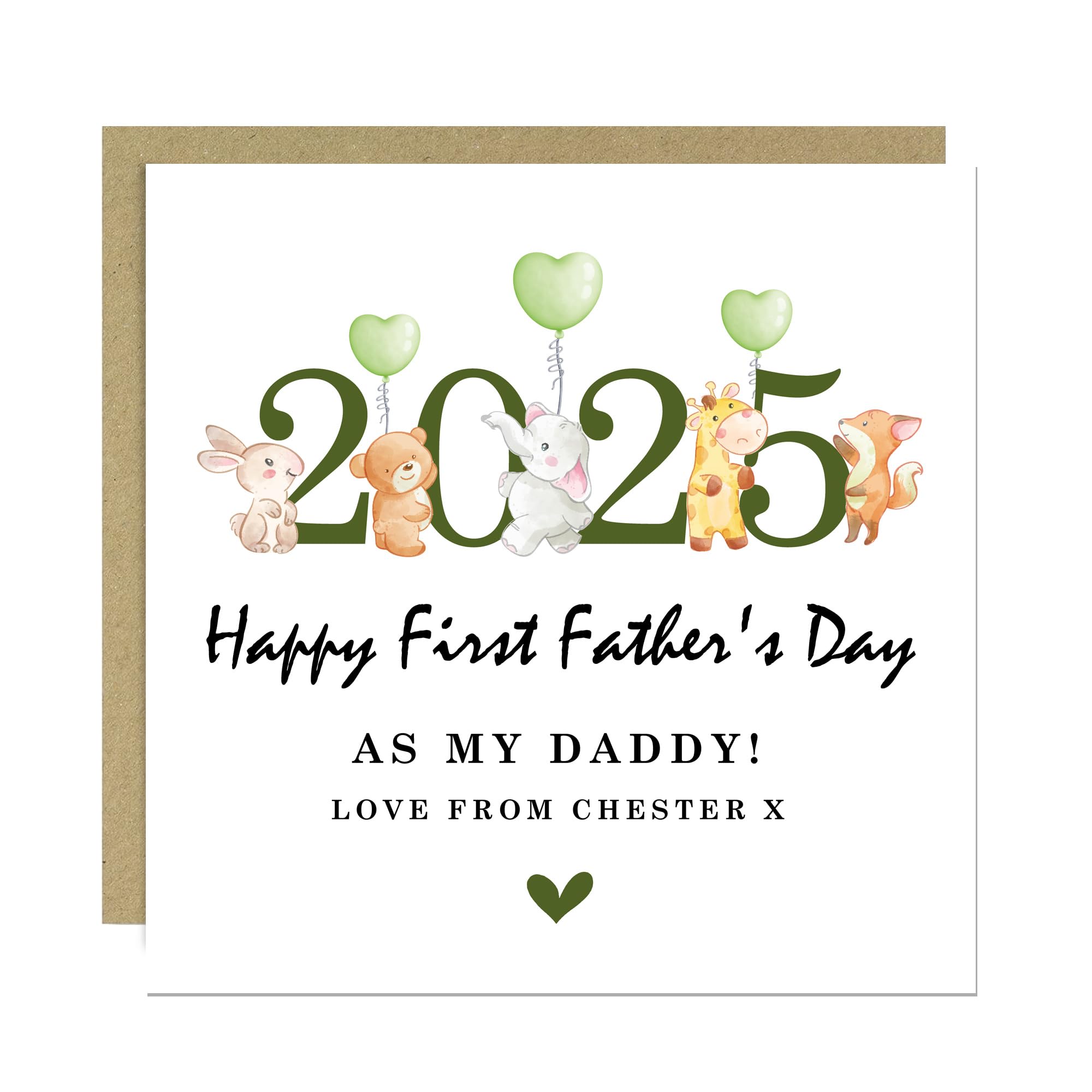 RED OCEAN Personalised First Father's Day Card For New Dad Daddy 1st Fathers Day Card For Dad To Be From Bump Customised With Your Name 145x145mm With Kraft Envelope