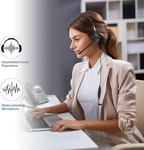 Miniatura 4 de Arama Auriculares de teléfono con cable mono con micrófono con cancelación de ruido compatibles con ShoreTel Plantronics Polycom Zultys Toshiba NEC