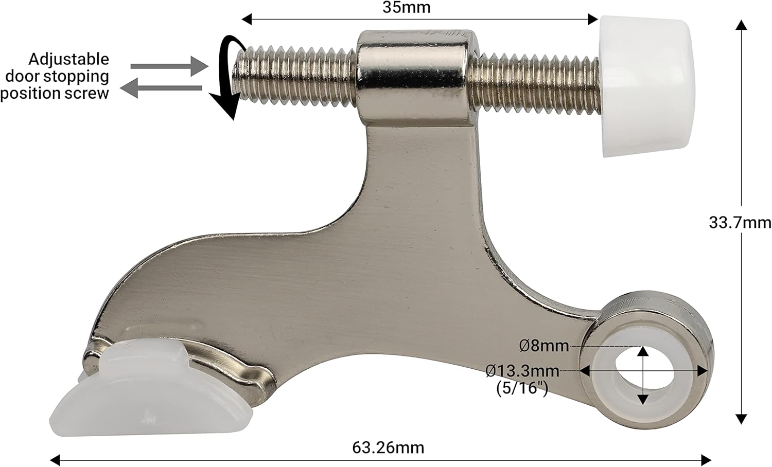 10 Pack Rok Hardware Adjustable Heavy Duty Hinge Pin Door Stop in Brushed Nickel Finish, ROKDSP1BN