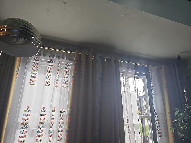 Room Darkening Wrap Around Double Curtain Rod Set,Extendable Metal