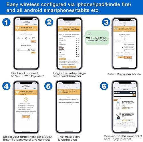 Miniatura 5 de Extensor WiFi, amplificador de señal WiFi de hasta 4000 pies cuadrados y 40 dispositivos, repetidor WiFi amplificador de Internet para el hogar,