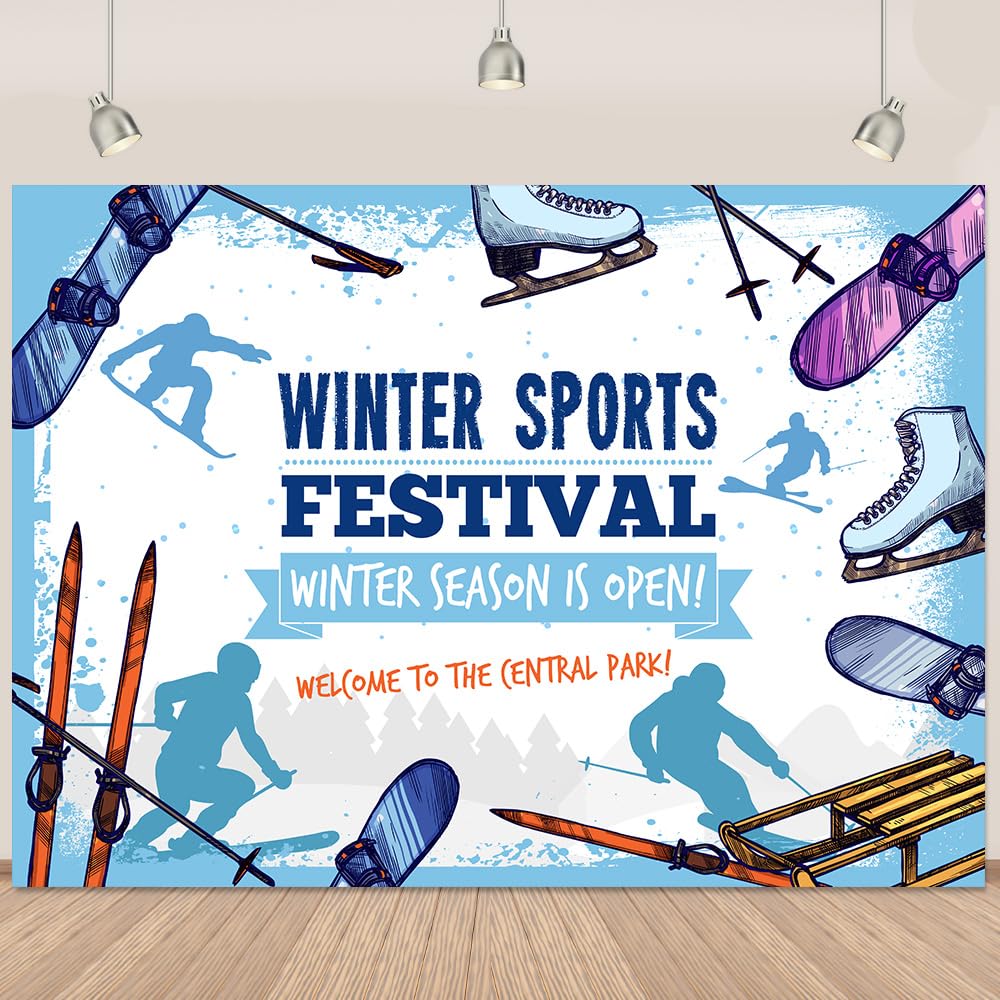 Skiing Sports Backdrop Winter Sports Festival Photography Background for Adults Kids Sports Party Decoratioms Backdrop Banner 5x3Ft