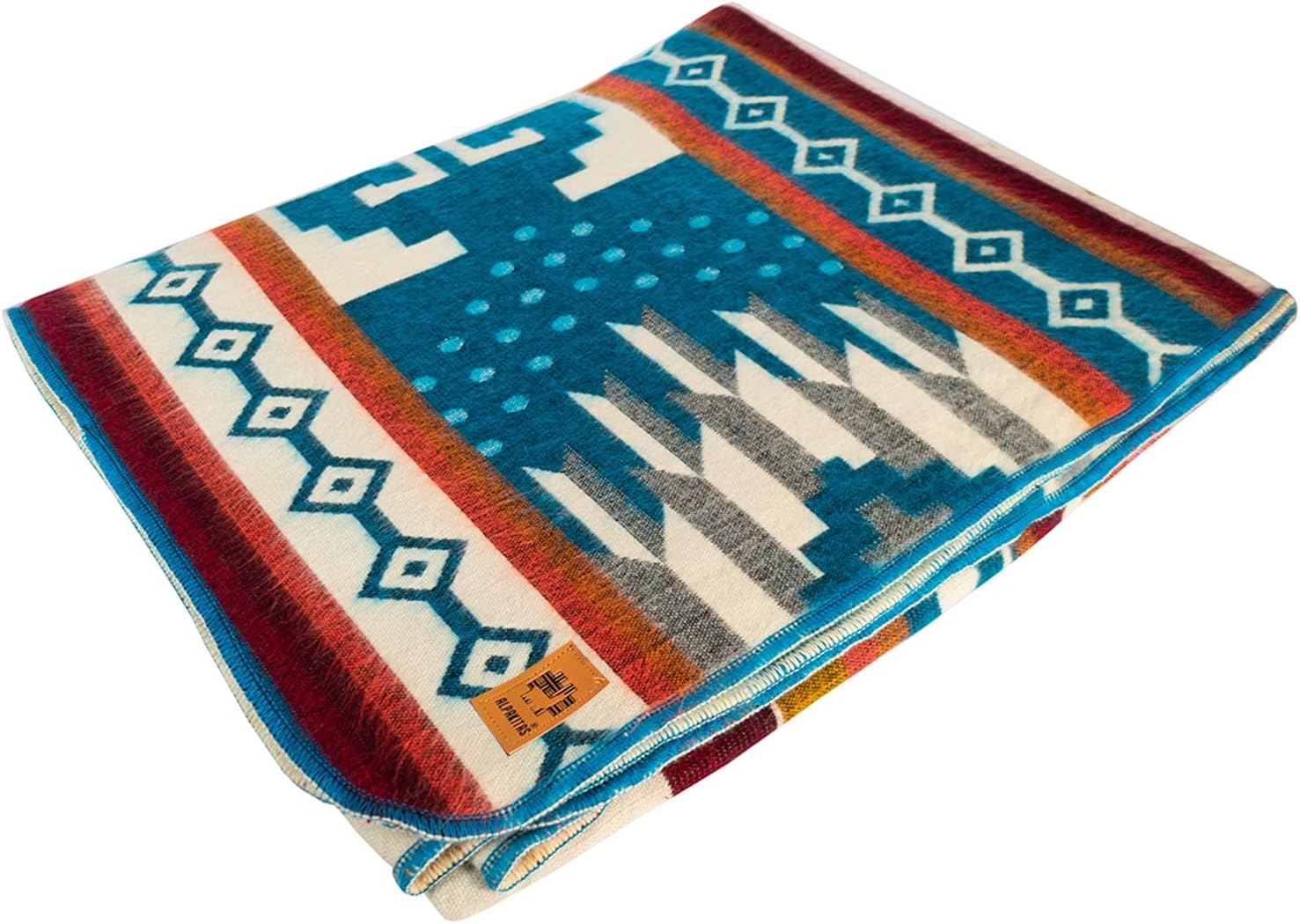 Alpaca Wool Blanket | Twin Size Throw Blanket | 70 x 45 inches | Soft, Hypoallergenic and Breathable | Lightweight Warm Blanket | Bed, Couch, Outdoor or Picnic (Blue & White) - Image 3