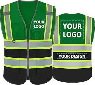 BeautyWill Custom Logo Safety Vest Class 2 High Visibility Reflective Vest for Men - Personalized Logo Team Vest