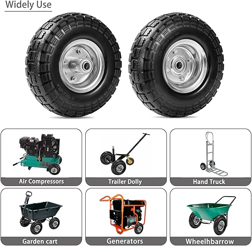 Miniatura 5 de Parts Camp 4.103.50-4 neumáticos de repuesto gorila carro neumáticos de 10 pulgadas sin planos sólidos neumáticos y ruedas de camión de mano