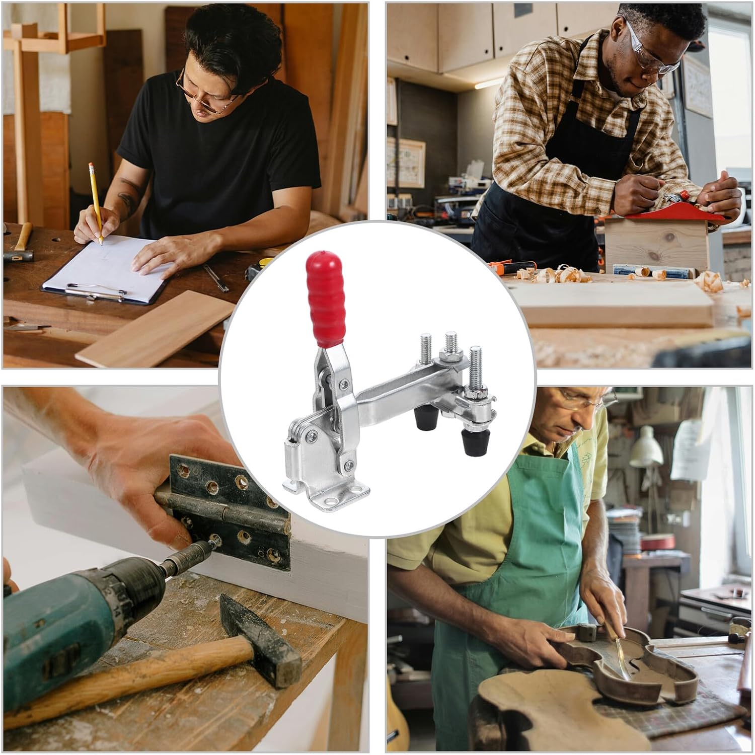 Garneck 2pcs Vertical Welding Toggle Clamps with Quick Release Mechanism, Zinc-plated Steel Vertical Fixed Clamps for Woodworking and Workshop Holding