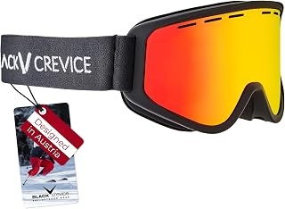 Black Crevice Junior Skibrille I Skibrille für Kinder mit gepolstertem Rahmen I Revo Doppelscheibe mit Anti-Fog-Beschichtung & UV 400 Schutz I Optimaler Komfort für Kinder