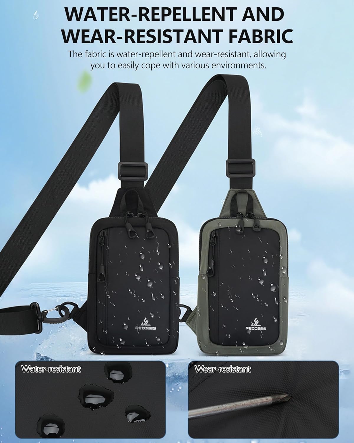 Peicees Small Crossbody Sling Bag Chest Bag Dual Pocket Water Resistant Fanny Pack Running Phone Holder for Men Women Workout Travelling, Purple - Image 4