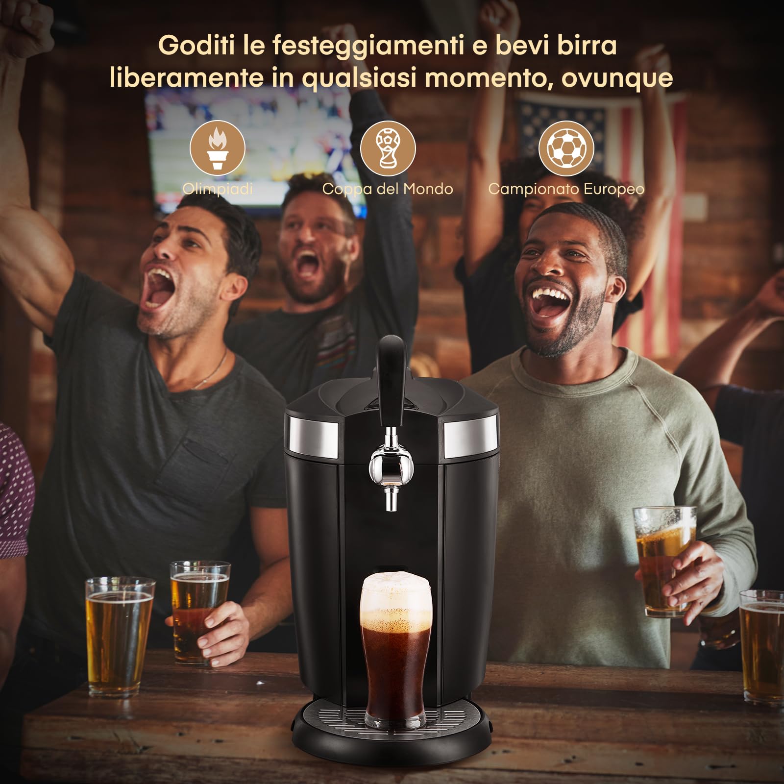 Spillatore di Birra, Impianto di spillatura per birra, Spillatore di Birra, Compatibile con Fusti Universali Pressurizzati/non Pressurizzati da 5L
