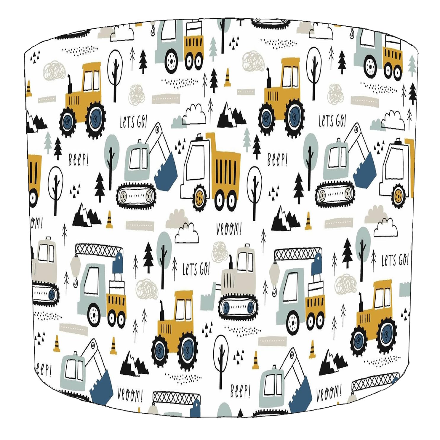 Lets Go Construction Lampshade in 3 Sizes for Ceiling Light Shade Pendant or Table Lamp Digger Loader Crane Tractor Loader