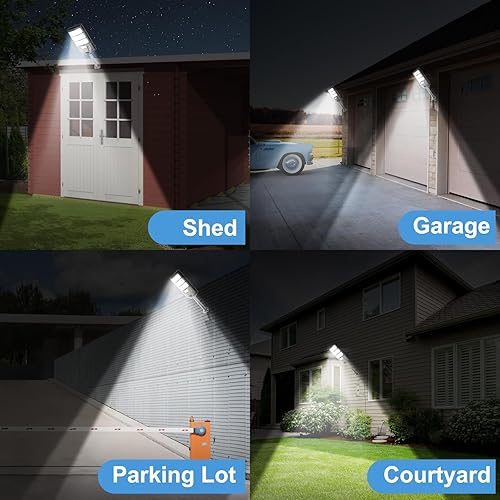 Miniatura 7 de Paquete de 2 luces solares impermeables al aire libre 3000 W luces solares de inundación al aire libre IP66 sensor de movimiento 6500K seguridad