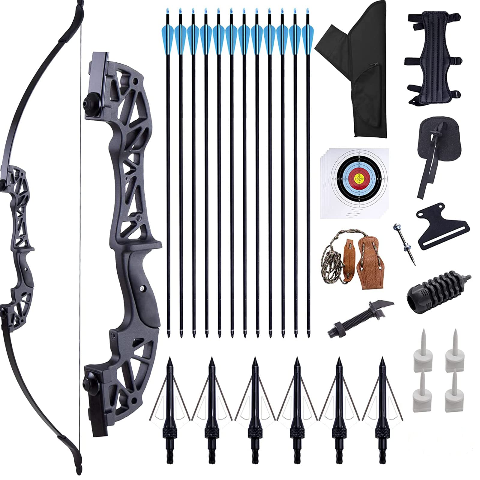 Furqery Recurve Bow and Arrow for Adults Hunting Bow Set 62" 40lbs