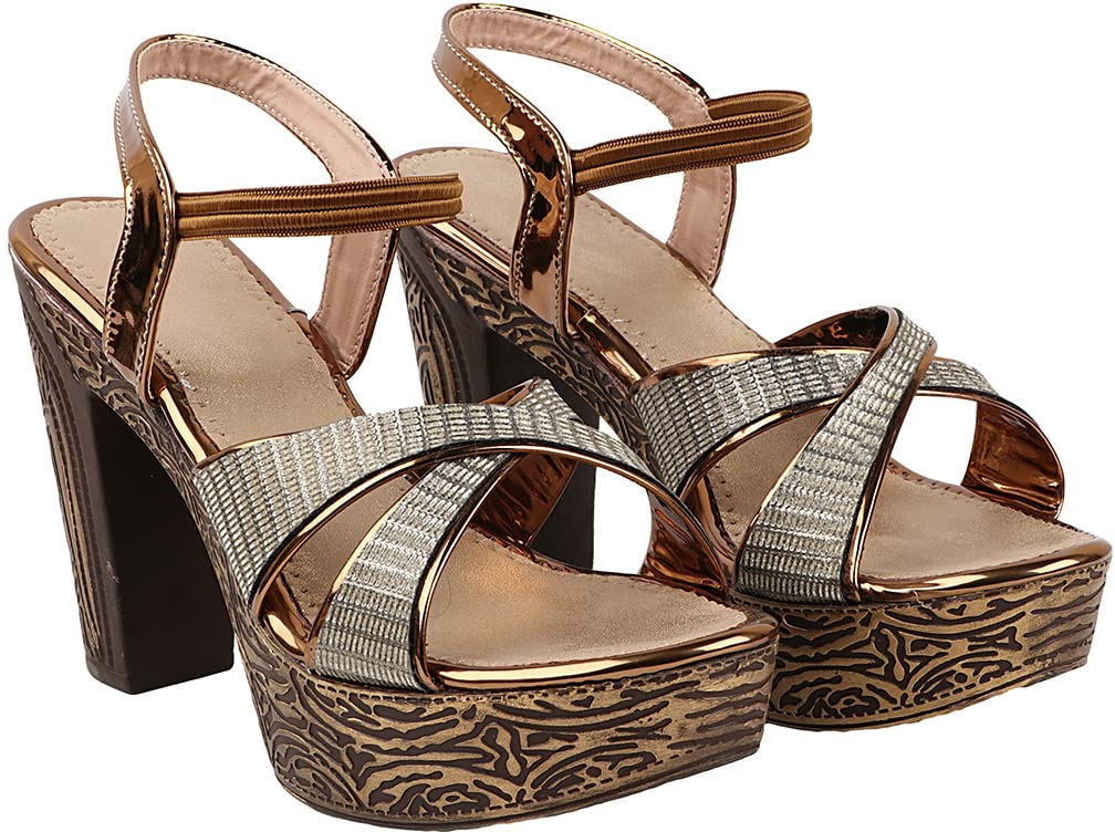 JM LOOKS Fashion Casual Block Heels Sandals With Solid Comfortable Sole For Womens & Girls YG-11-Copper-36-X (B0C4Y5G81Y) Amazon Price History, Amazon Price Tracker