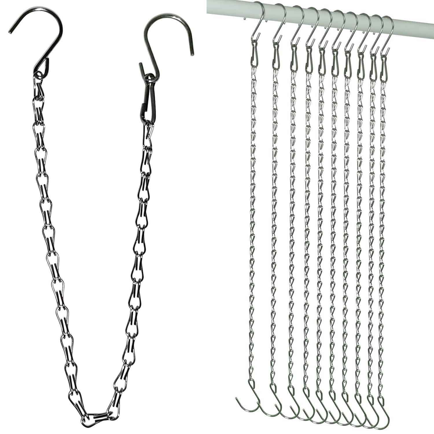 Photo 1 of 10 Pack SIL Storagehook Silver Hanging Chains with Hooks, Grow Lights Chain adjusable fit bird feeders for outdoors, Plant hanger indoor, Hanging Planter, Wind Chime, Pendant light, Christmas wreath