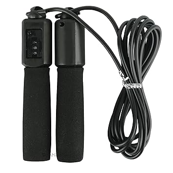 OLAHRAGA Plastic Adjustable Jump/Skipping Rope with Counter for Fitness Exercise Training for Men, Women, Kids, Girls (Black) - image, photos