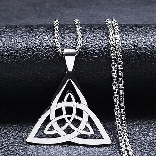 Wicca Infinity Trinity Knot Triquetra Necklace Stainless Steel Witch Celtic Knot Amulet Necklace Jewelry Collar Acero Inoxidable