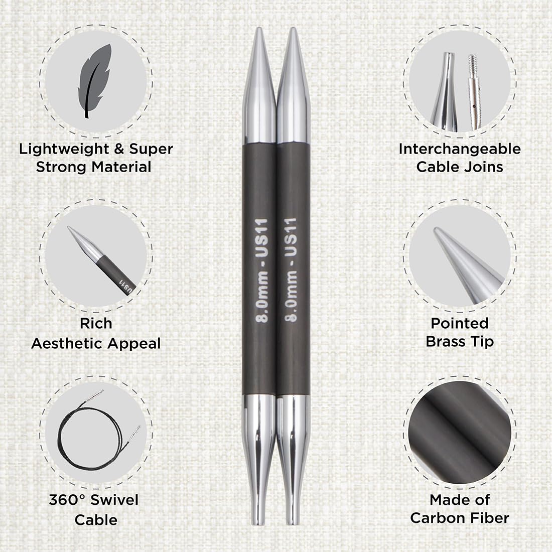 Amazon.com: KnitPro Karbonz Interchangeable Needle Set 5