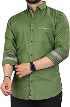 CB-COLEBROOK Men's Solid Relaxed Fit Cotton Shirt | Casual | Plain | Stylish Mens Shirt | Summer-Regular Fit Shirt Spread Collar with Pocket & Full Sleeves (Available in Plus Size)