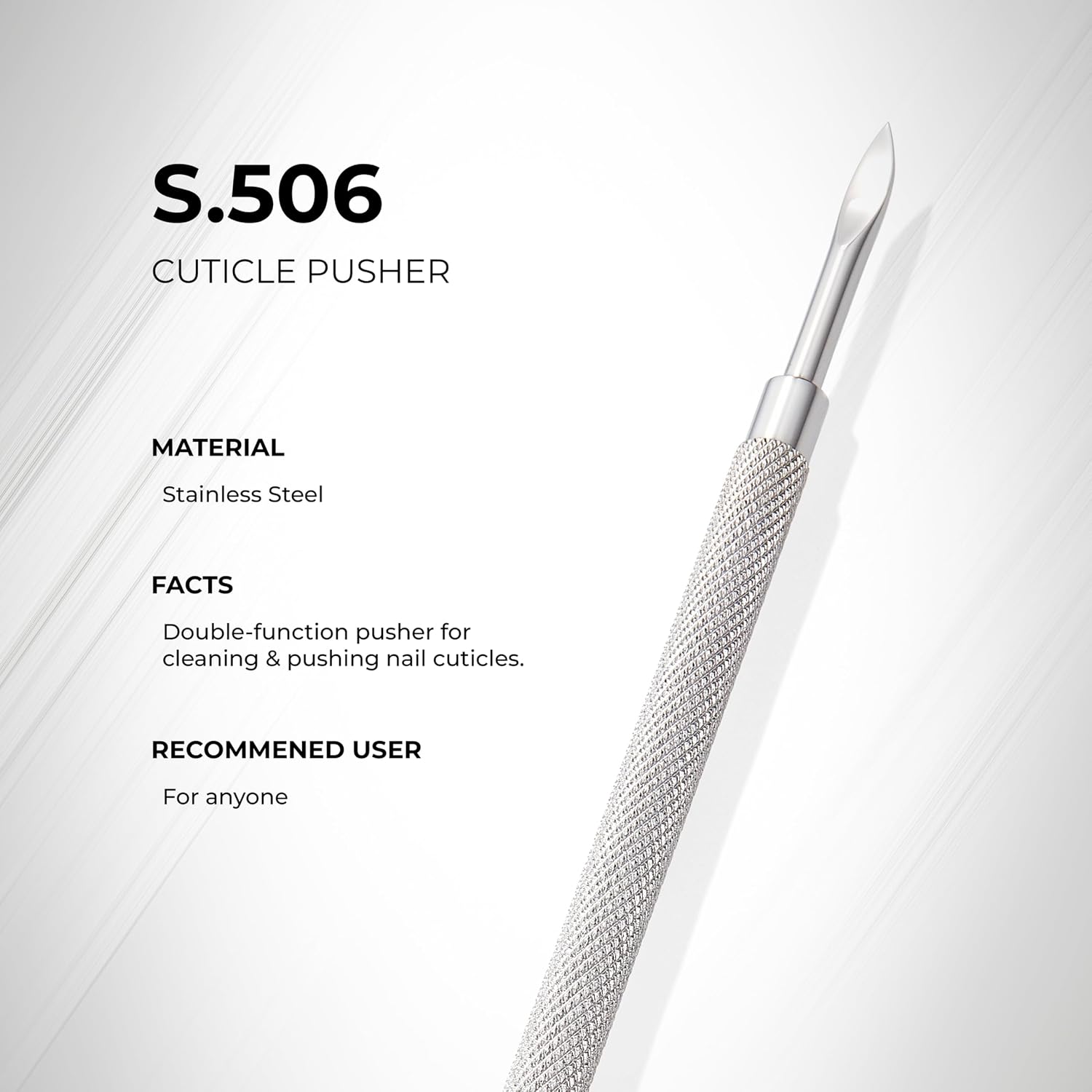 NGHIA Pusher - S-506 (Stainless Steel) | Double–Ended Nail Cleaner and Spoon Pusher | Premium Quality for Nail Care | Ergonomic Design | Suitable for Professional & Home Use