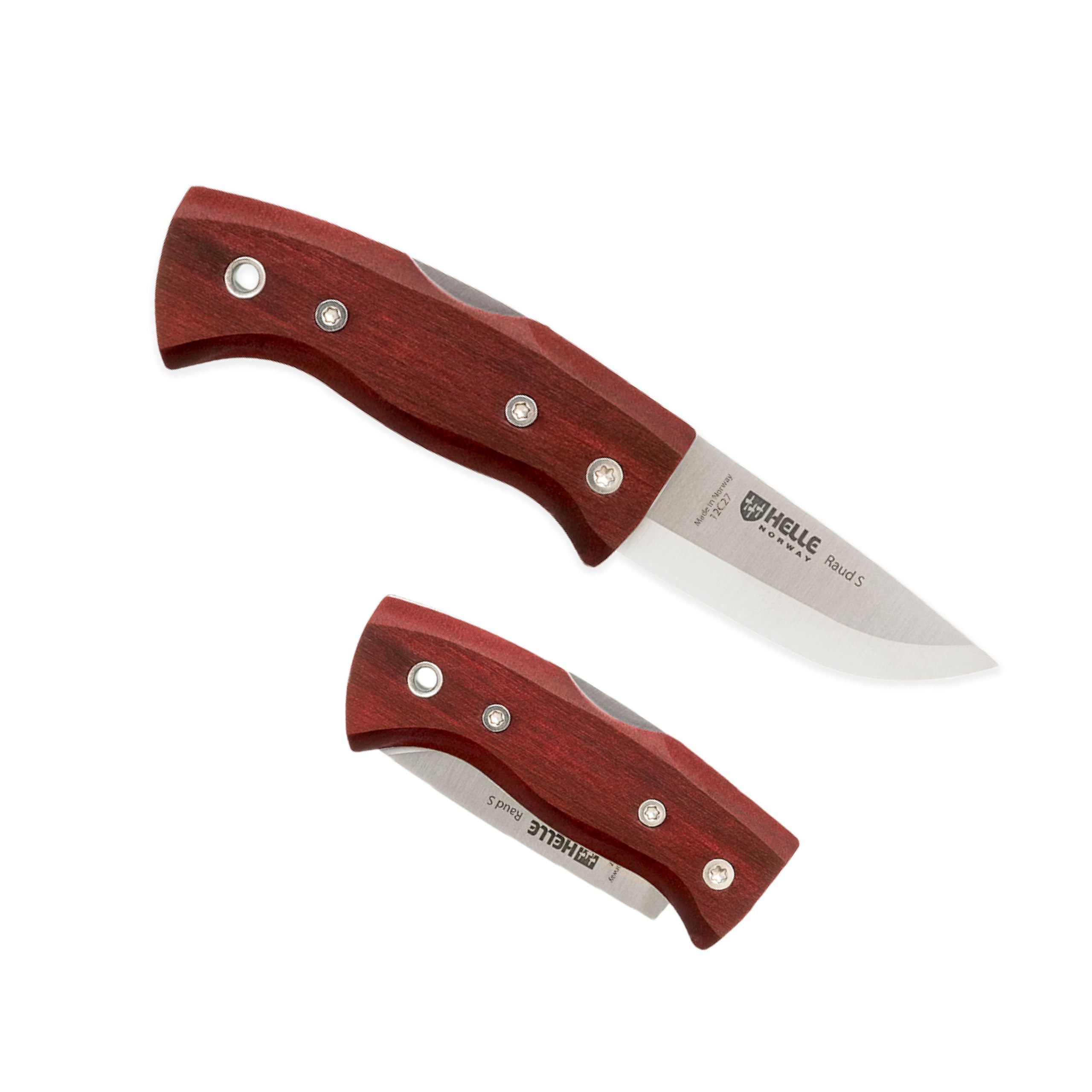 HELLE Knives - Raud S -Foldable Knife W/Clip - Birch Wood Handle - Stainless Steel - Made in Norway