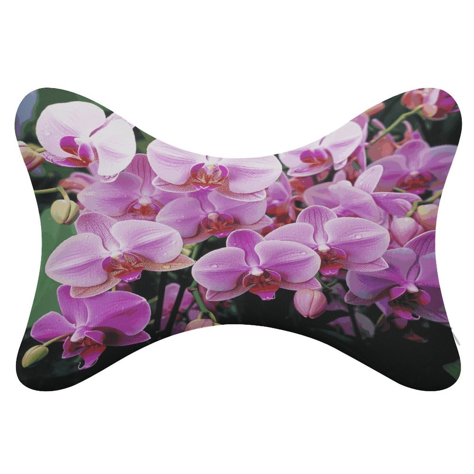 JTREHY 2 Pack Orchids Car Headrest Pillow Memory Foam Car Neck Pillows Soft Comfortable Vehicle Neck Pillows Non-Slip Headrest Cushion Universal Car Pillow for Neck Pain Relief