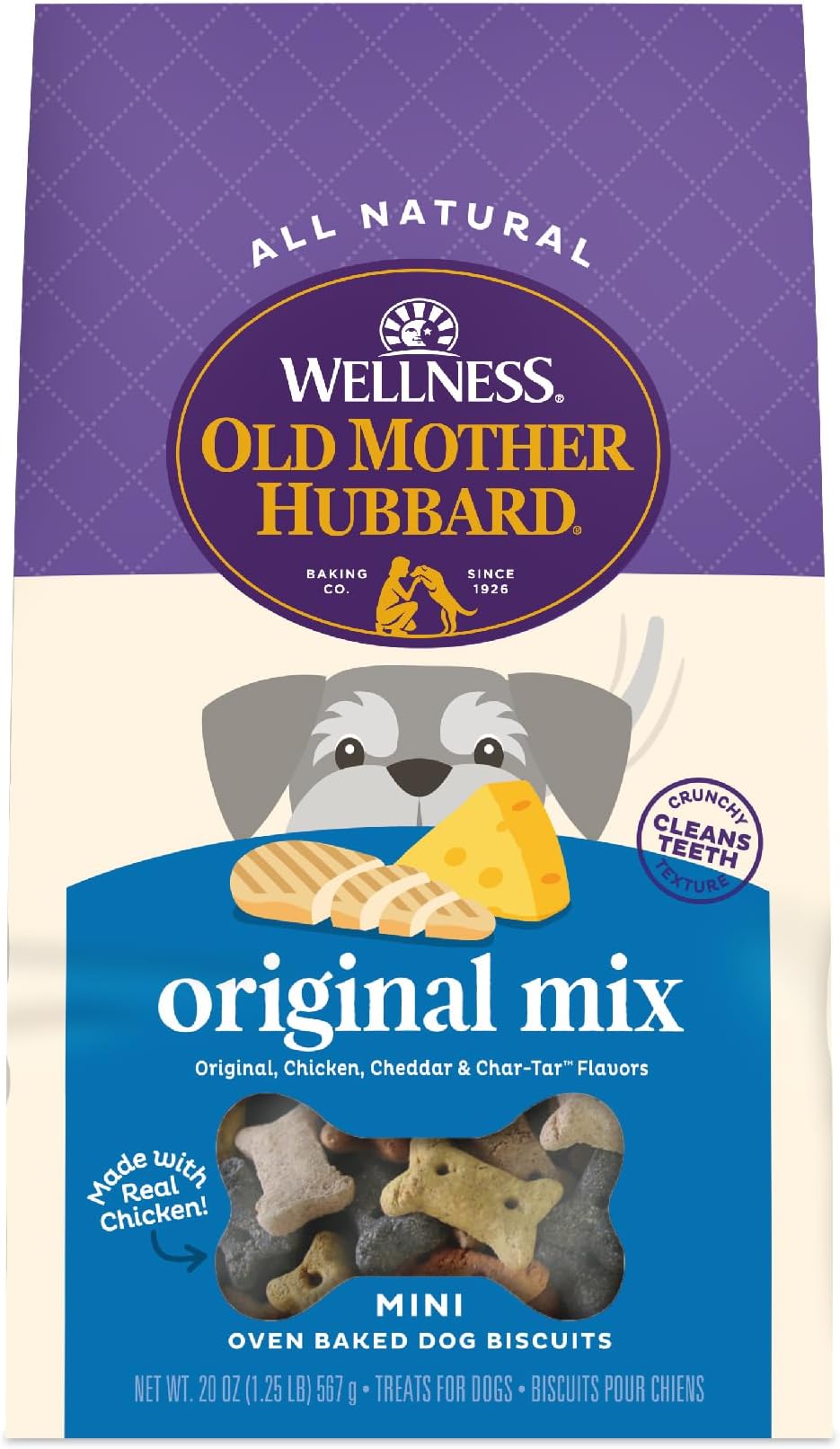 Wellness Old Mother Hubbard Classic Original Mix Dog Biscuits, Natural Training Treats, 4 Flavors, Mini Size, 20 oz Bag