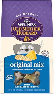Old Mother Hubbard Wellness Original Mix Dog Biscuits, Natural, Training Treats, Four Flavors, Mini Size, (20 Ounce Bag)