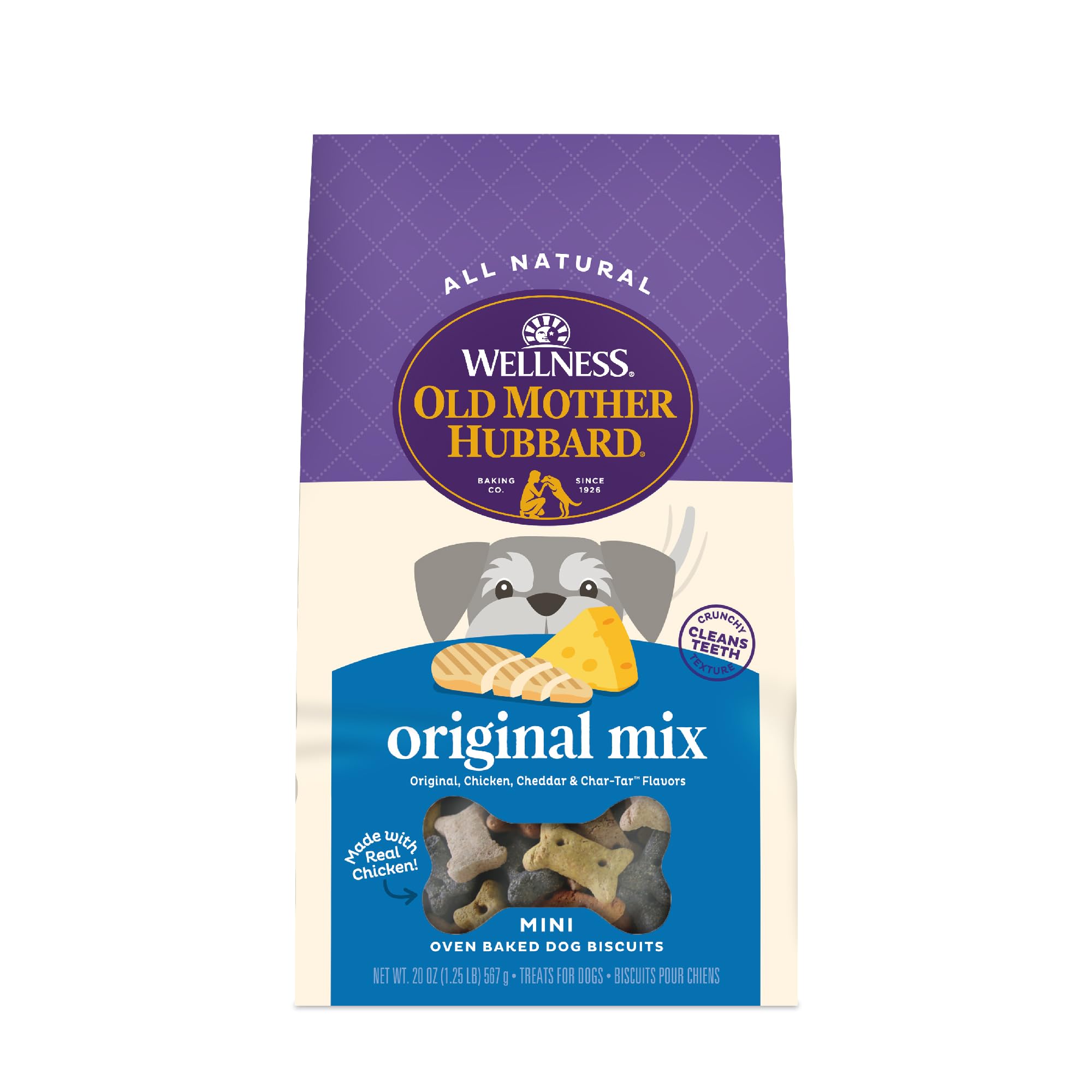 Wellness Original Mix Dog Biscuits, Natural, Training Treats, Four Flavors, Mini Size, (20 Ounce Bag)